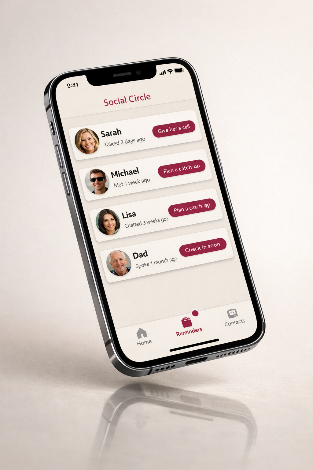 FriendFuss social circle app on iPhone
